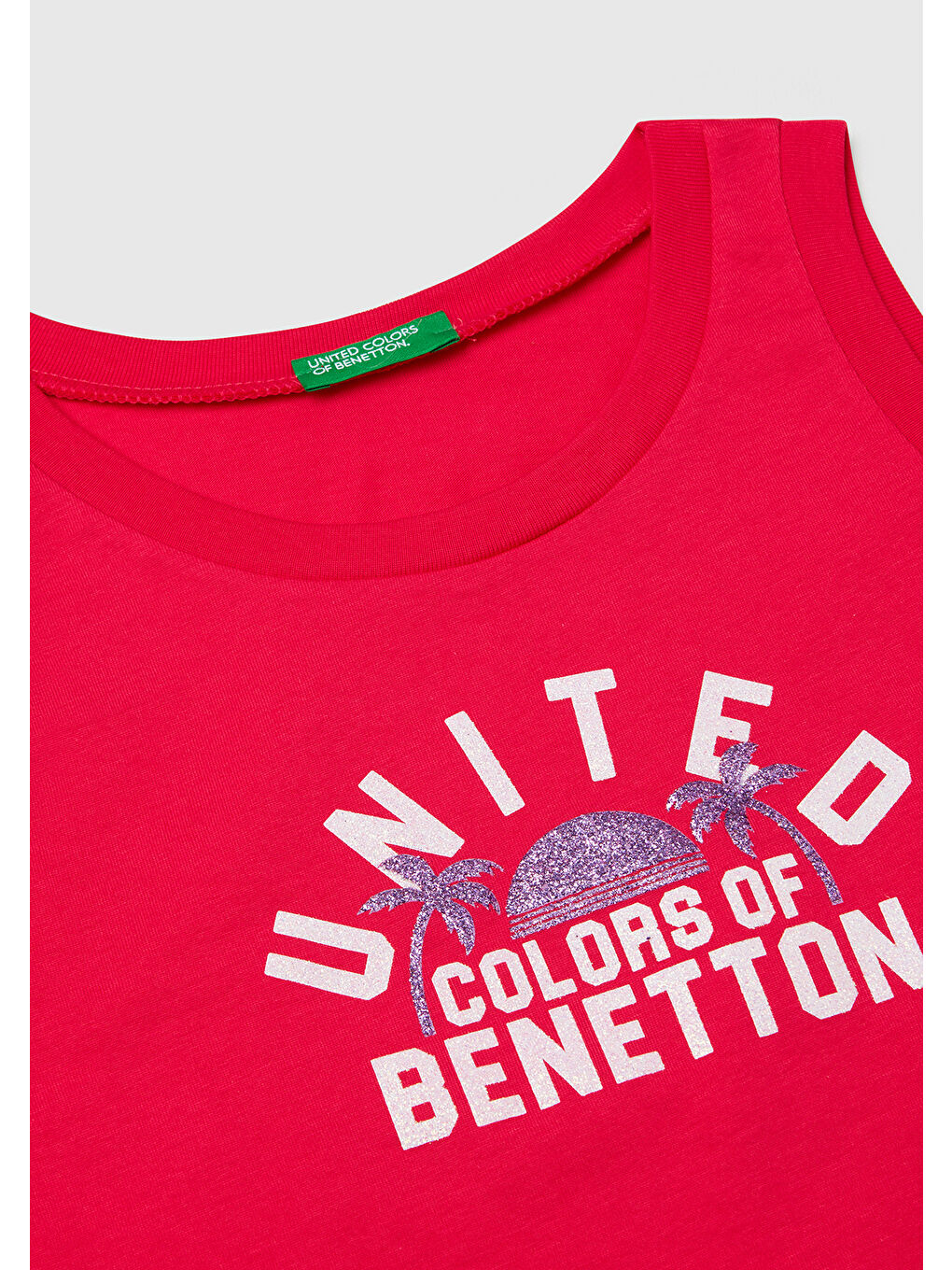 Kız Çocuk Fuşya Simli Benetton Logo Baskılı Atlet-2