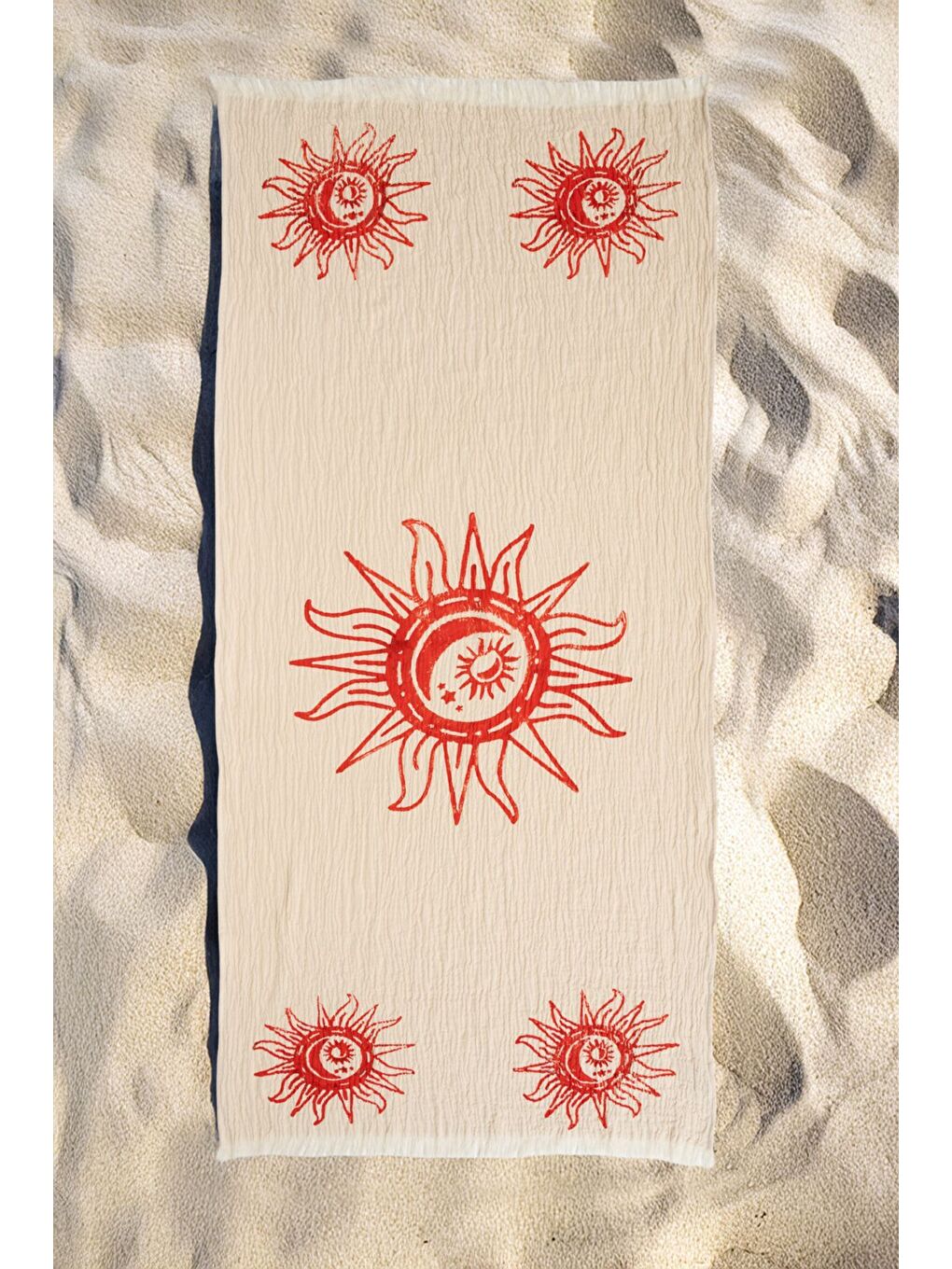 Kırmızı Organik %100 Pamuk Müslin Peştemal - Heliona-1