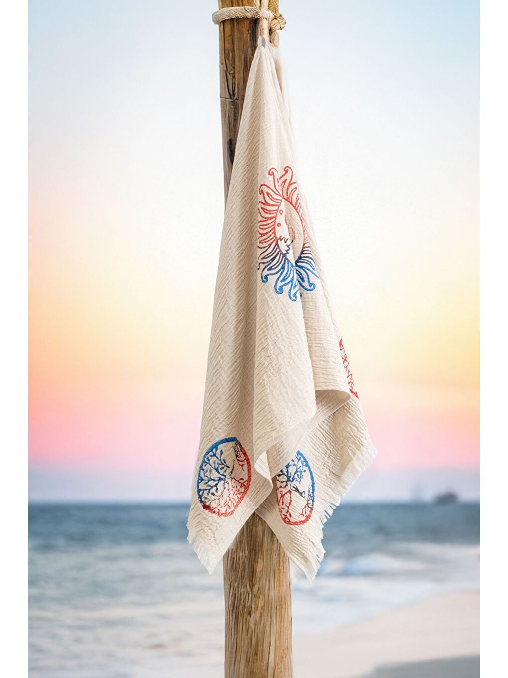 Ekru Organik %100 Pamuk Müslin Peştemal - Dualis-1