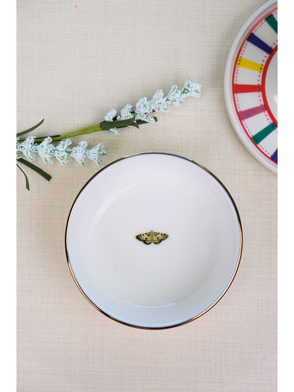 Karışık Kelebek Altın Yaldızlı Kase 10x3cm 150cc Tekli