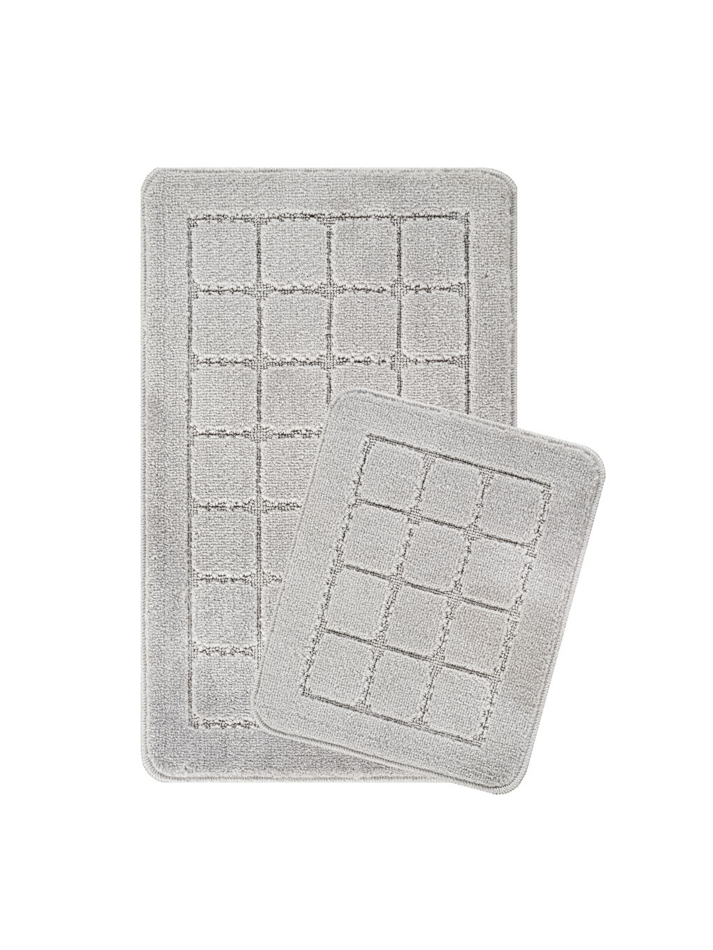 Doğal Kaymaz Taban Banyo Paspas Uzun Ömürlü Yumuşak Su Emici Yazılı Paspas Kareli Set-Gri-1