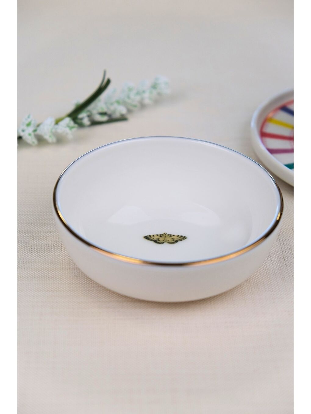 Karışık Kelebek Altın Yaldızlı Kase 10x3cm 150cc Tekli-1