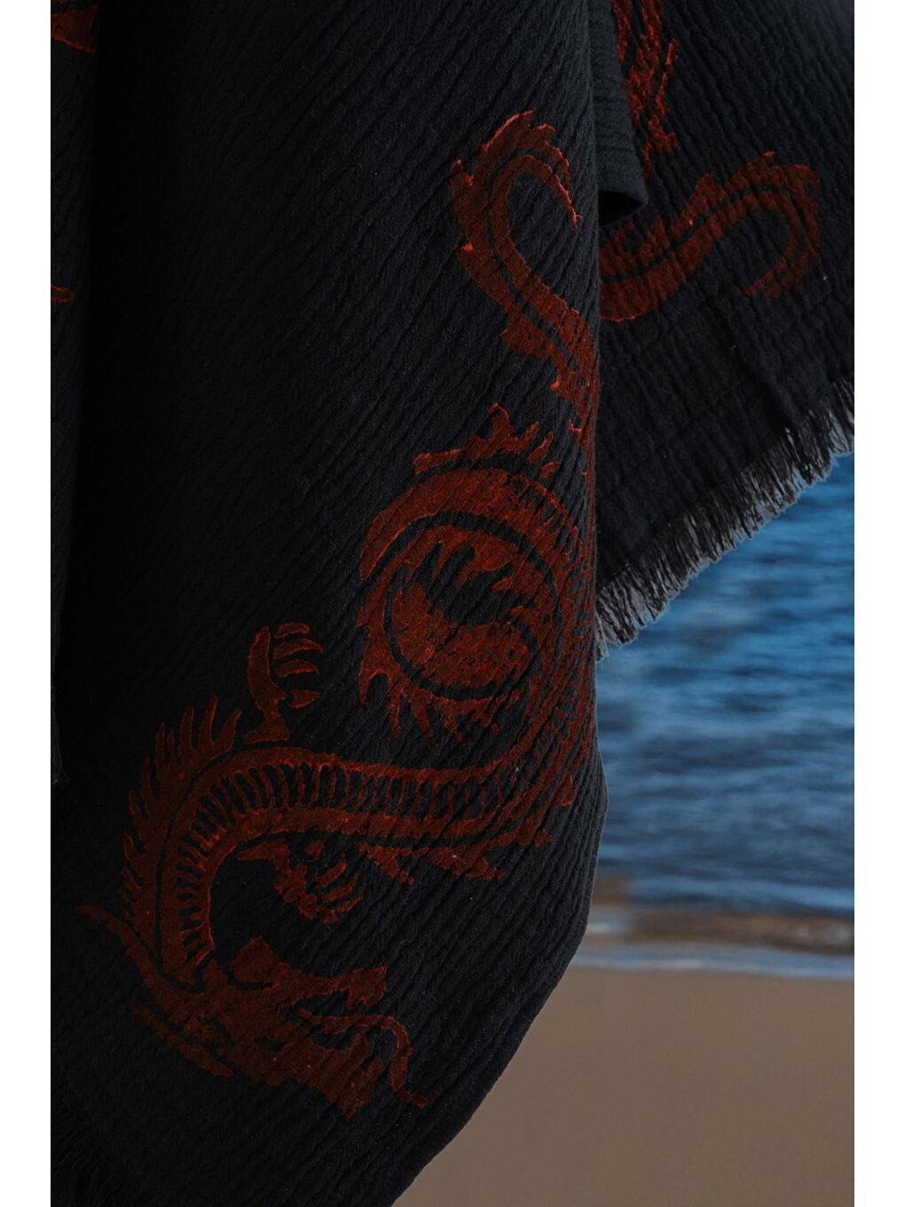 Kırmızı Organik %100 Pamuk Müslin Peştemal - Viserion-2