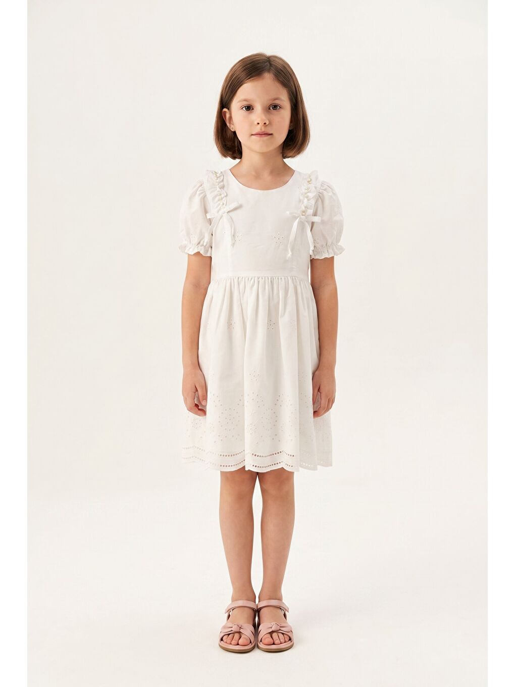 Ekru Kız Çocuk elbise
