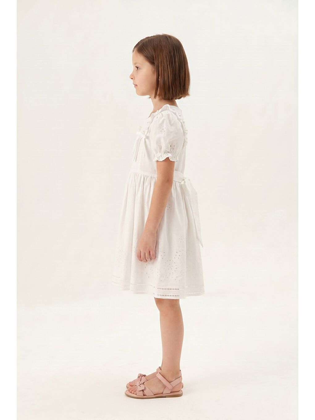 Ekru Kız Çocuk elbise-1