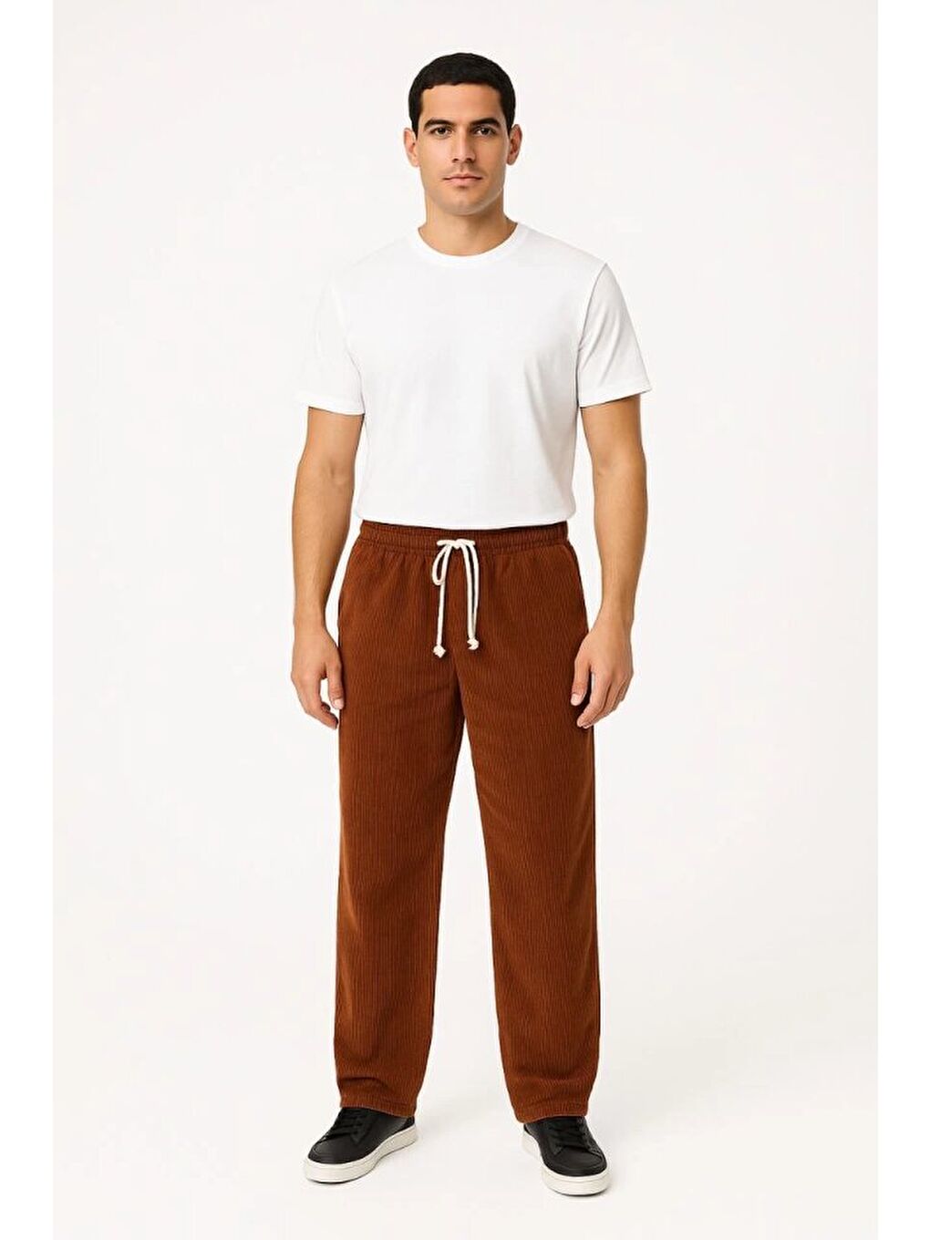 Erkek Fitilli Kadife Cepli Buggy Pantolon Oversize Rahat Kalıp - Kahverengi