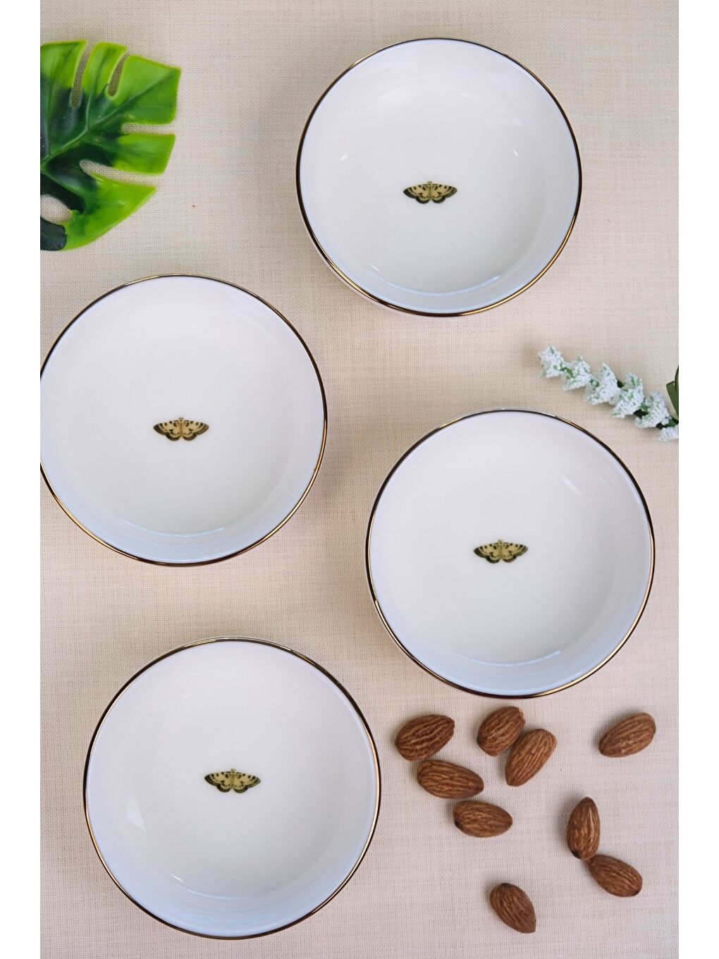 Karışık Kelebek Altın Yaldızlı Kase 10x3cm 150cc 4 LÜ