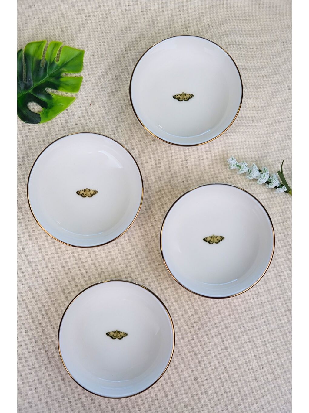 Karışık Kelebek Altın Yaldızlı Kase 10x3cm 150cc 4 LÜ-2