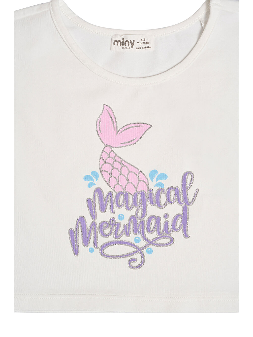 Beyaz Kız Çocuk Baskılı Crop Tshırt-2