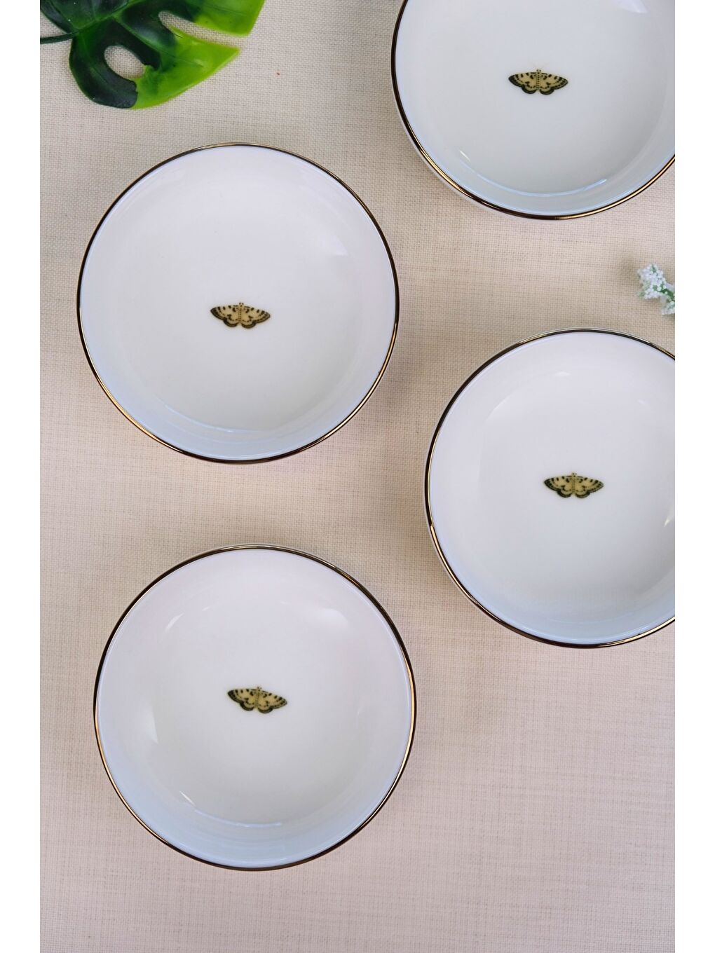 Karışık Kelebek Altın Yaldızlı Kase 10x3cm 150cc 4 LÜ-4