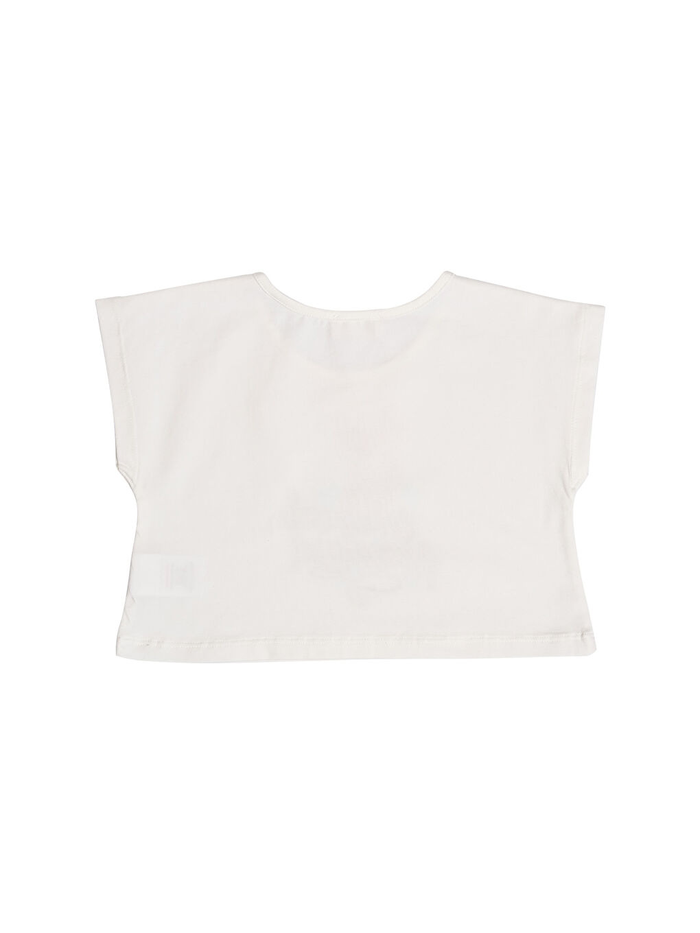 Beyaz Kız Çocuk Baskılı Crop Tshırt-4