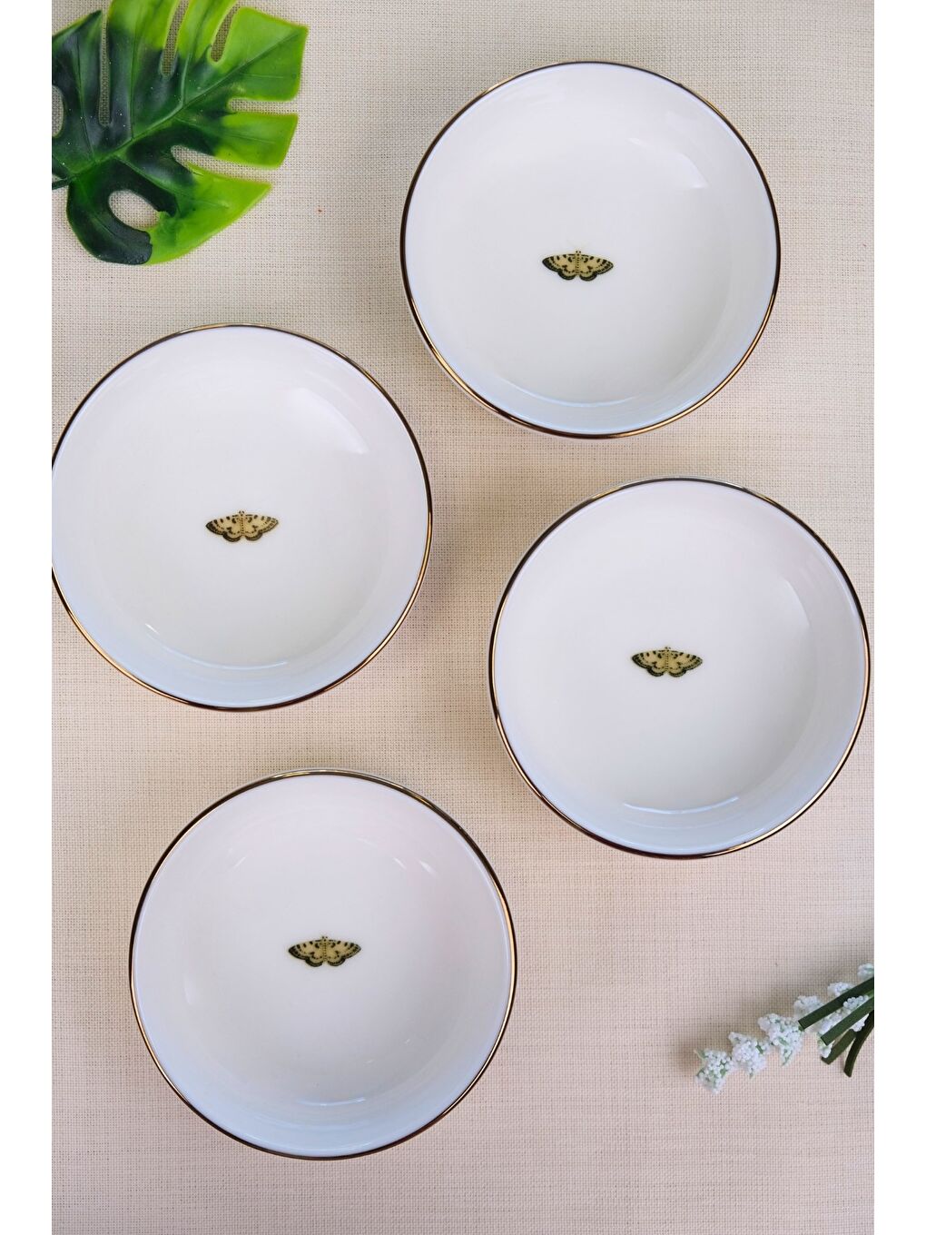 Karışık Kelebek Altın Yaldızlı Kase 10x3cm 150cc 4 LÜ-6