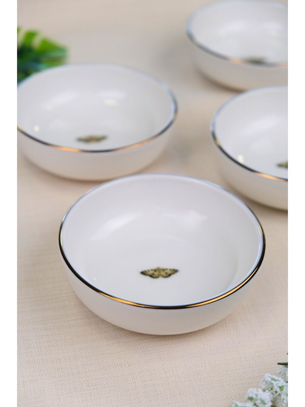 Karışık Kelebek Altın Yaldızlı Kase 10x3cm 150cc 4 LÜ-7