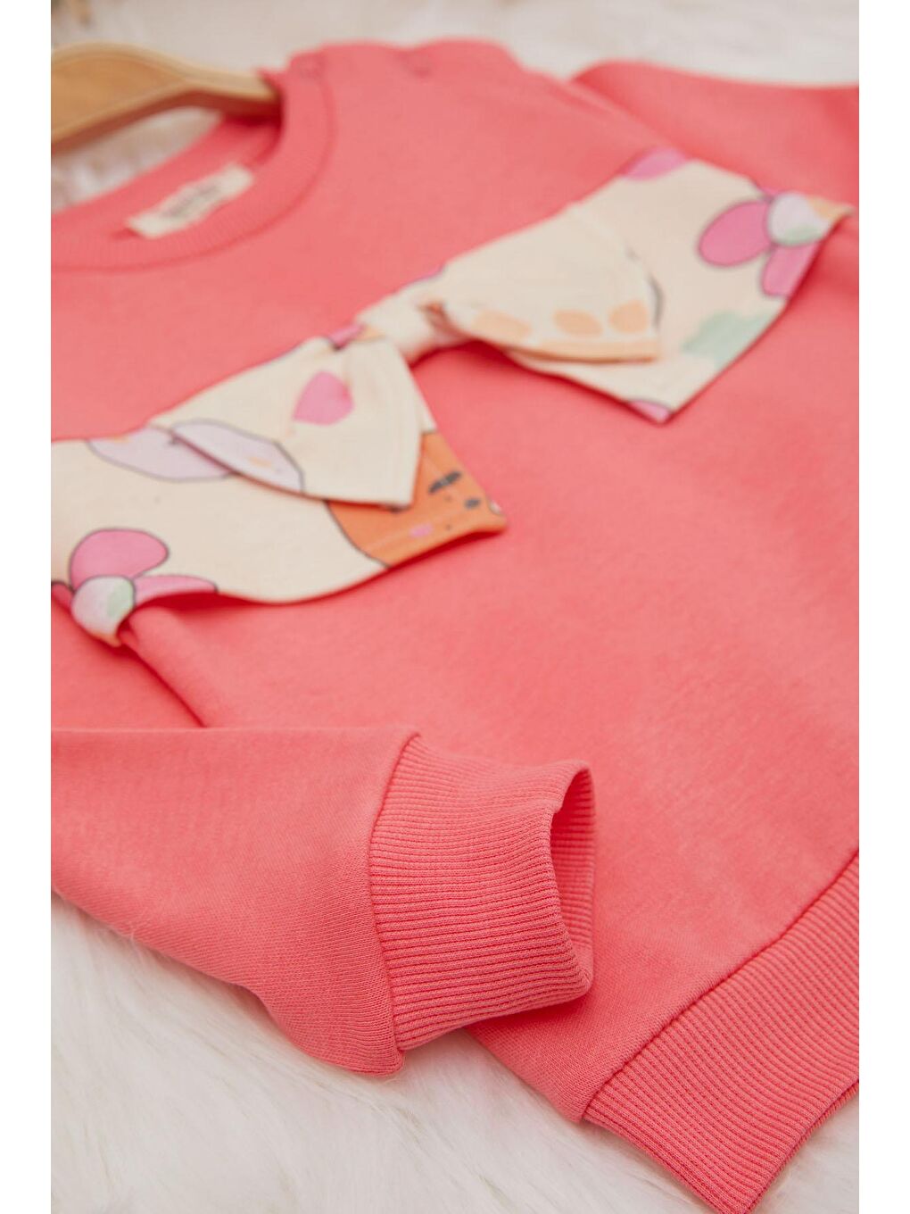 Fuşya Hayvan Desenli Fiyonklu Kız Bebek Takım 17407-2