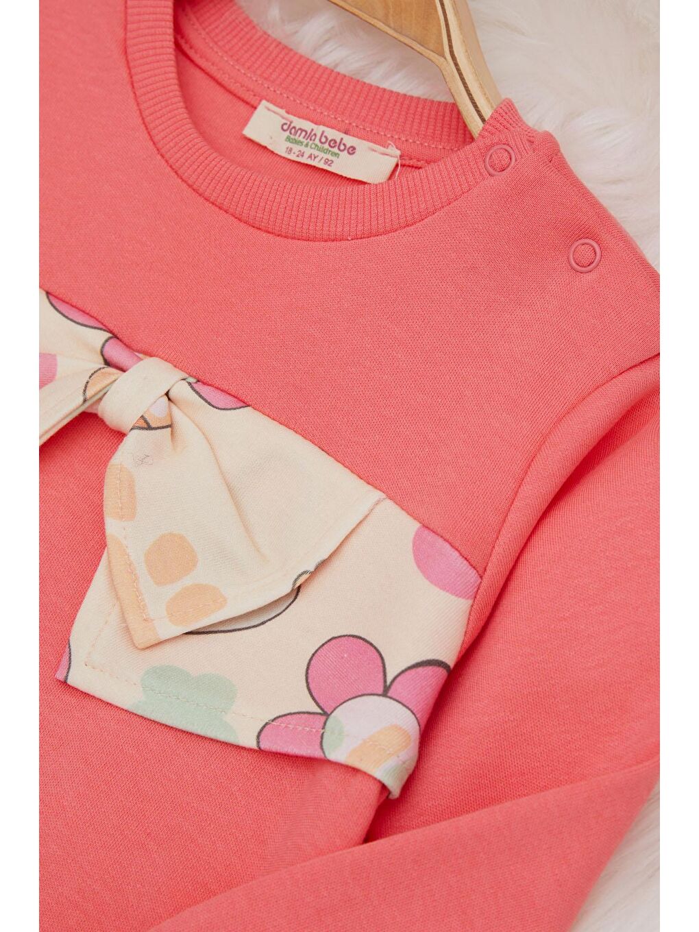 Fuşya Hayvan Desenli Fiyonklu Kız Bebek Takım 17407-3