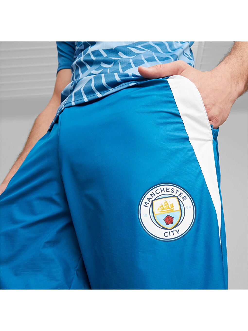 Mavi Manchester CITY F.C. Prematch Erkek Dokuma Eşofman Altı-3