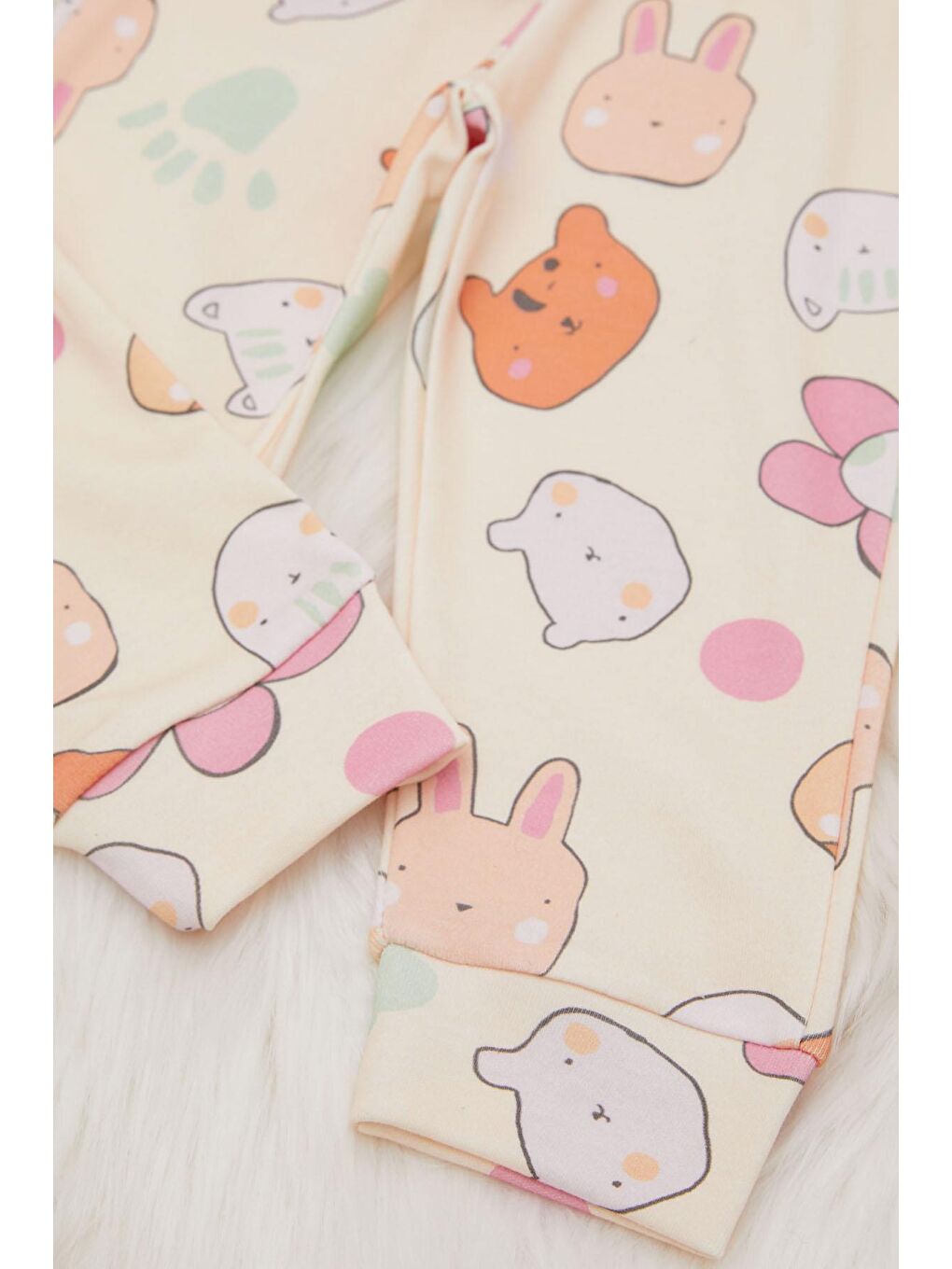 Fuşya Hayvan Desenli Fiyonklu Kız Bebek Takım 17407-4