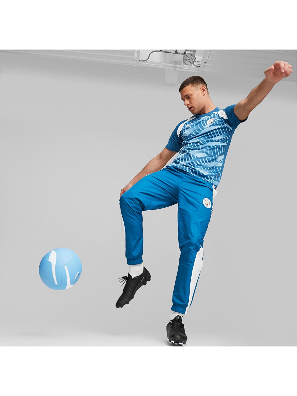 Mavi Manchester CITY F.C. Prematch Erkek Dokuma Eşofman Altı-5