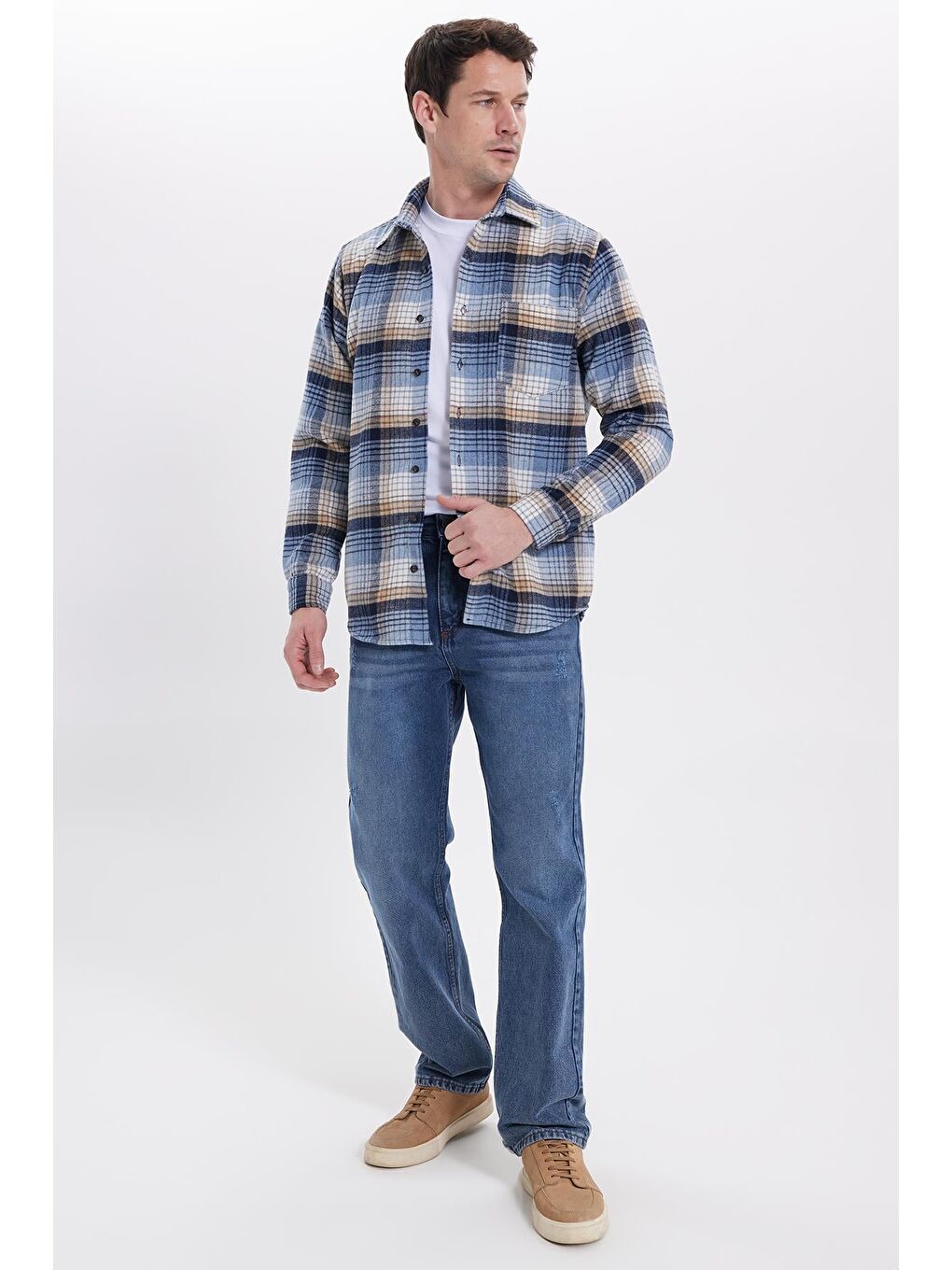 Mavi Erkek Regular Fit Rahat Kesim Kışlık Kareli Oduncu Gömlek-2