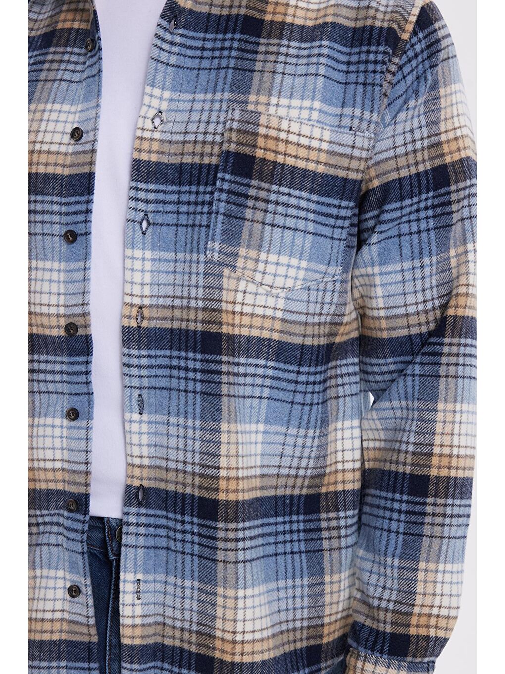 Mavi Erkek Regular Fit Rahat Kesim Kışlık Kareli Oduncu Gömlek-3