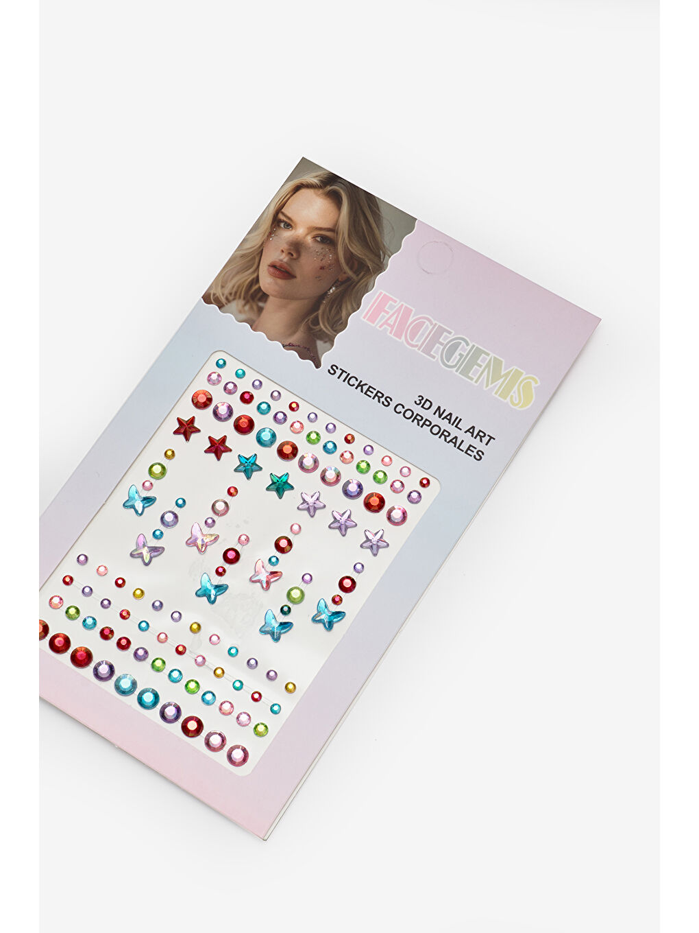 Karışık Çok Renkli  Yıldız ve Kelebek Desen Kız Çocuk Yüz ve Tırnak Sticker-1