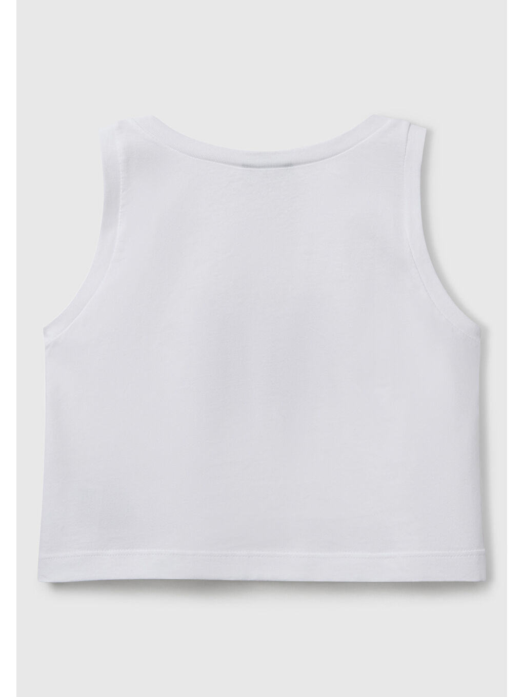 Kız Çocuk Beyaz Simli Benetton Logo Baskılı Atlet-1