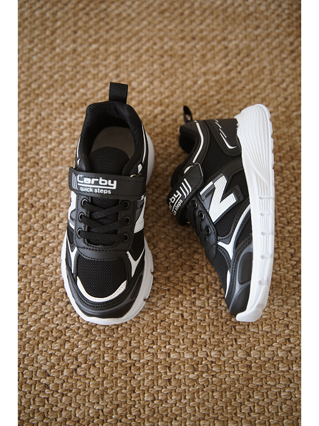 Siyah D0130 Cırtlı Çocuk Unisex Sneaker Spor Ayakkabı-1