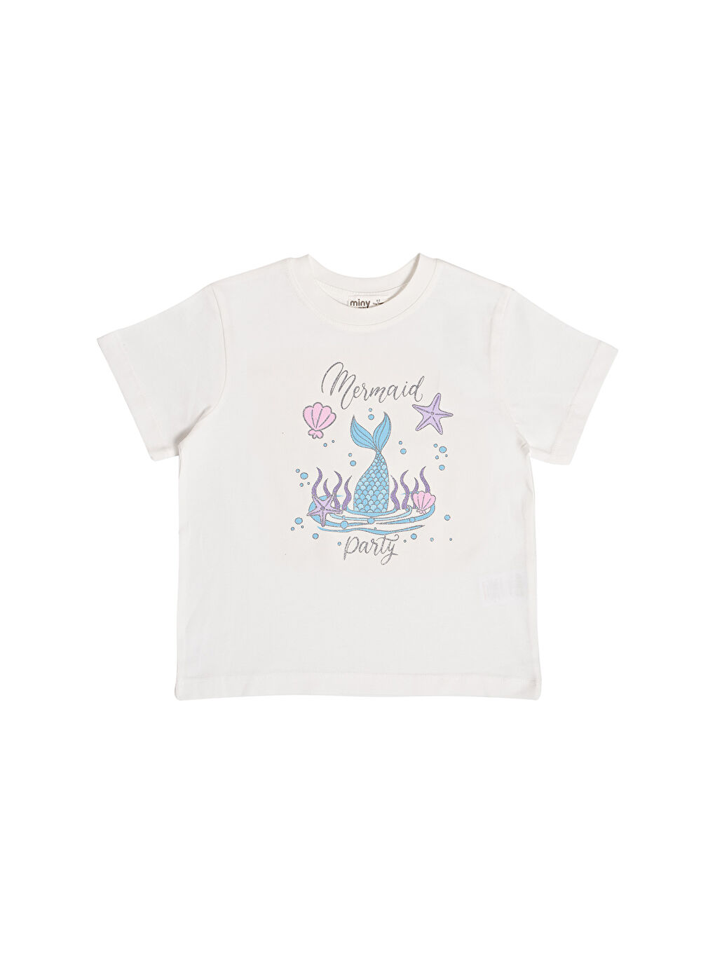 Beyaz Kız Çocuk Kısa Kollu Baskılı Tshırt-1