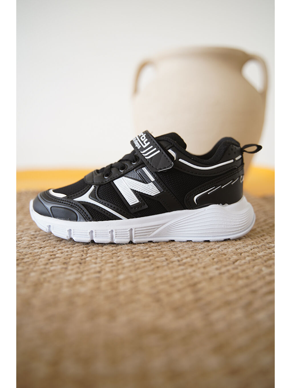 Siyah D0130 Cırtlı Çocuk Unisex Sneaker Spor Ayakkabı-2