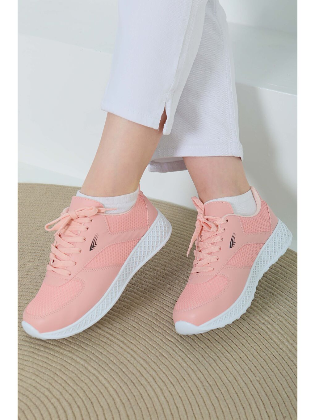 Pembe Kadın Pudra Yüksek Taban Spor Ayakkabı - 27089