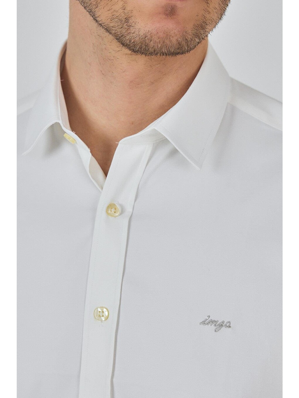 Kahverengi Uzun Kol Düz Bez Ayağı Sert Yaka Cepsiz Pamuklu Classic Slim Fit Gömlek 1004250211-3
