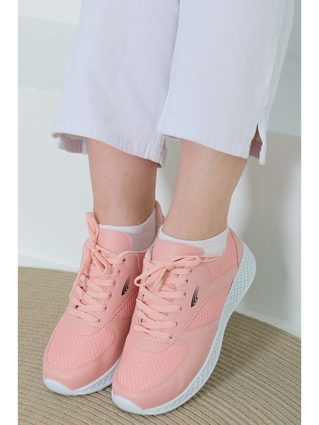 Pembe Kadın Pudra Yüksek Taban Spor Ayakkabı - 27089-1