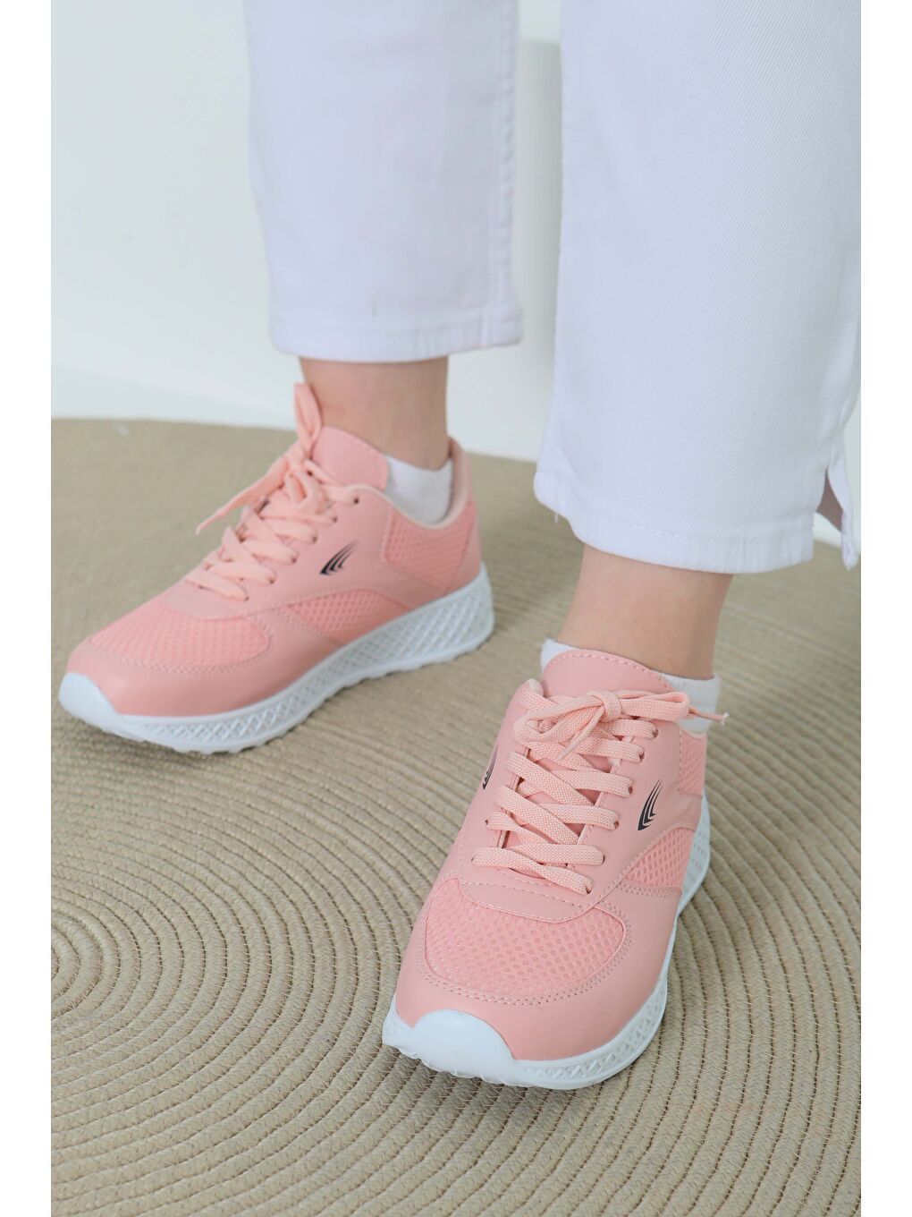 Pembe Kadın Pudra Yüksek Taban Spor Ayakkabı - 27089-4