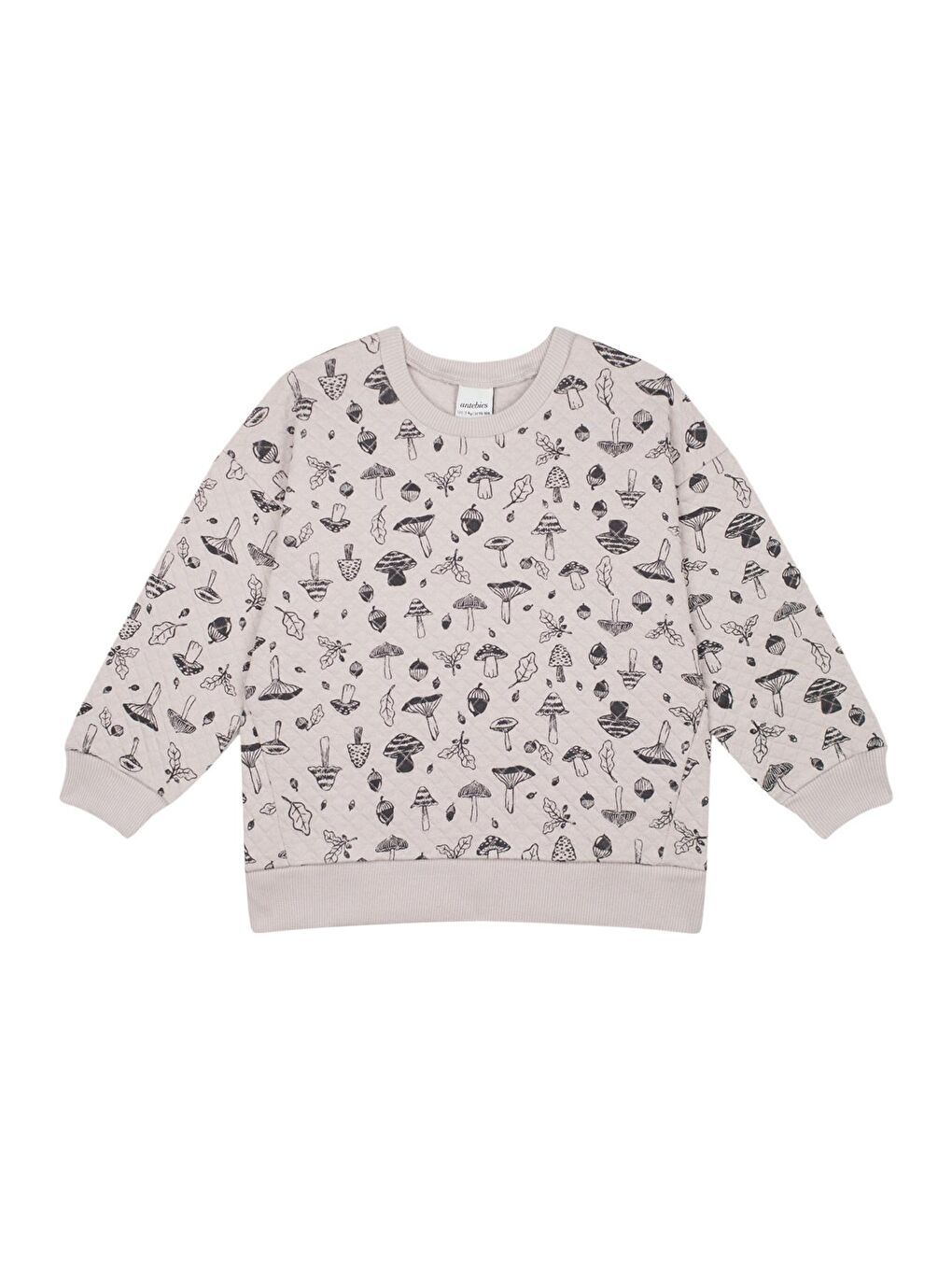 ANTEBIES Gri Sonbahar Mantarları Kapitone Sweatshirt - 2