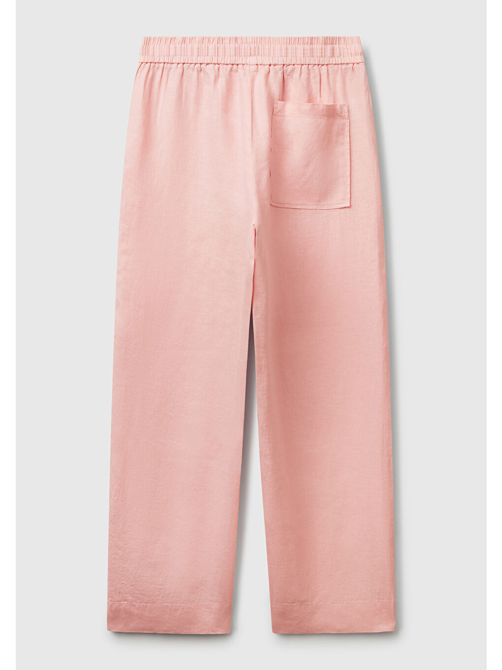Kadın Pembe %100 Keten Büzgü İpli Cepli Sigaret Pantolon-3