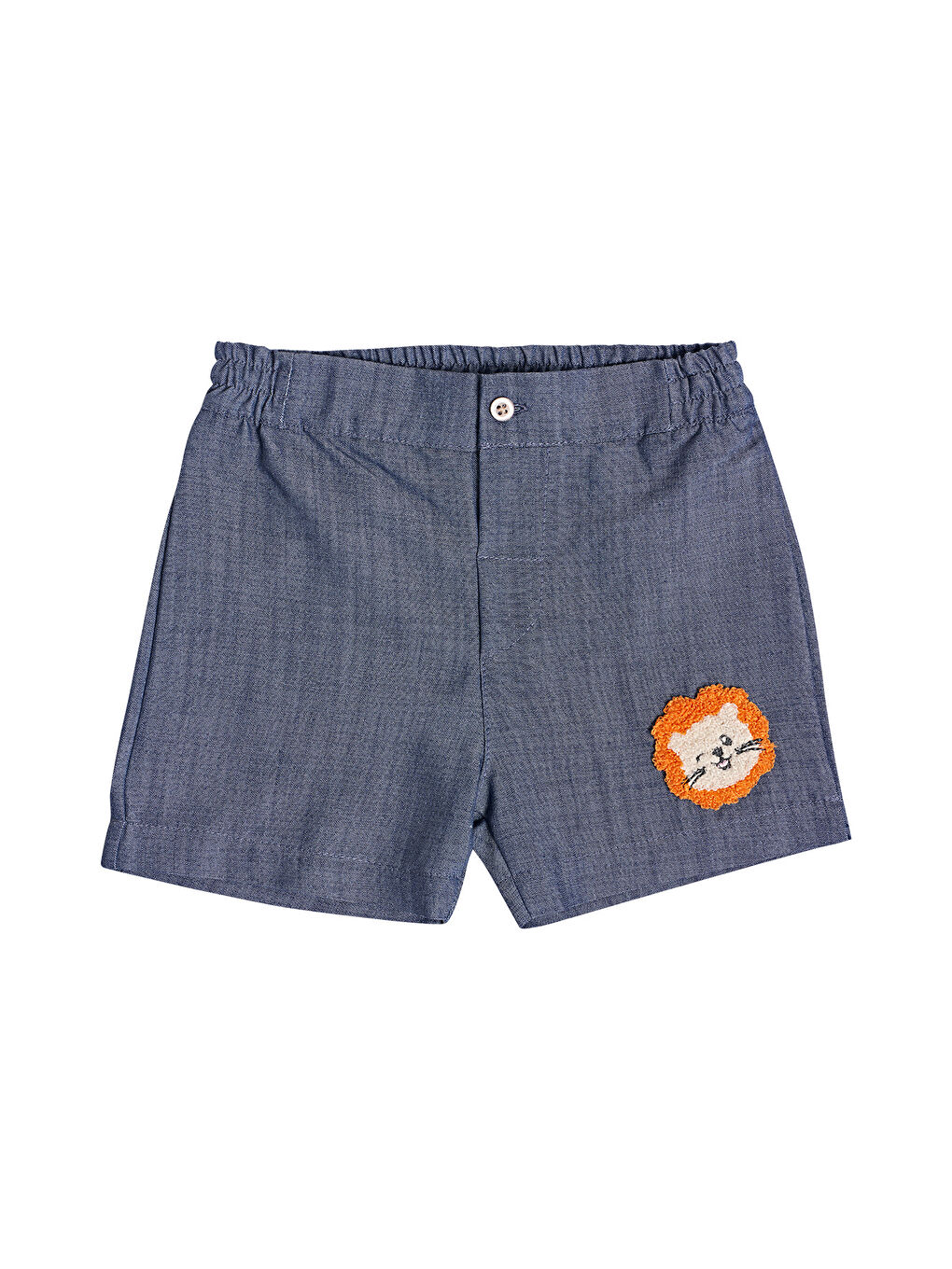 Nakış Detaylı Erkek Bebek Şort Mavi-1