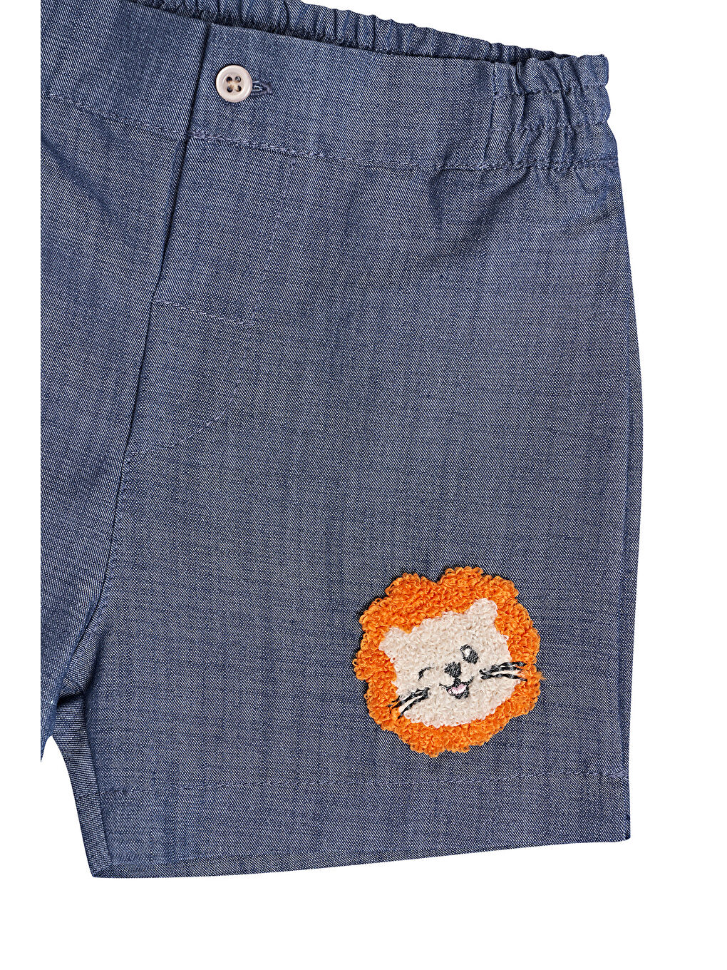 Nakış Detaylı Erkek Bebek Şort Mavi-3