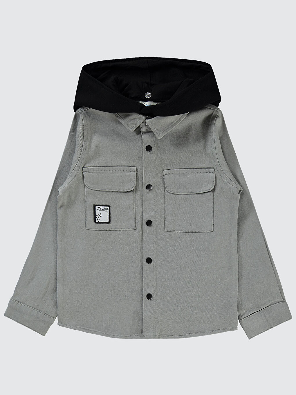 Boys Erkek Çocuk Kapüşonlu Gömlek 6 9 Yaş Gri