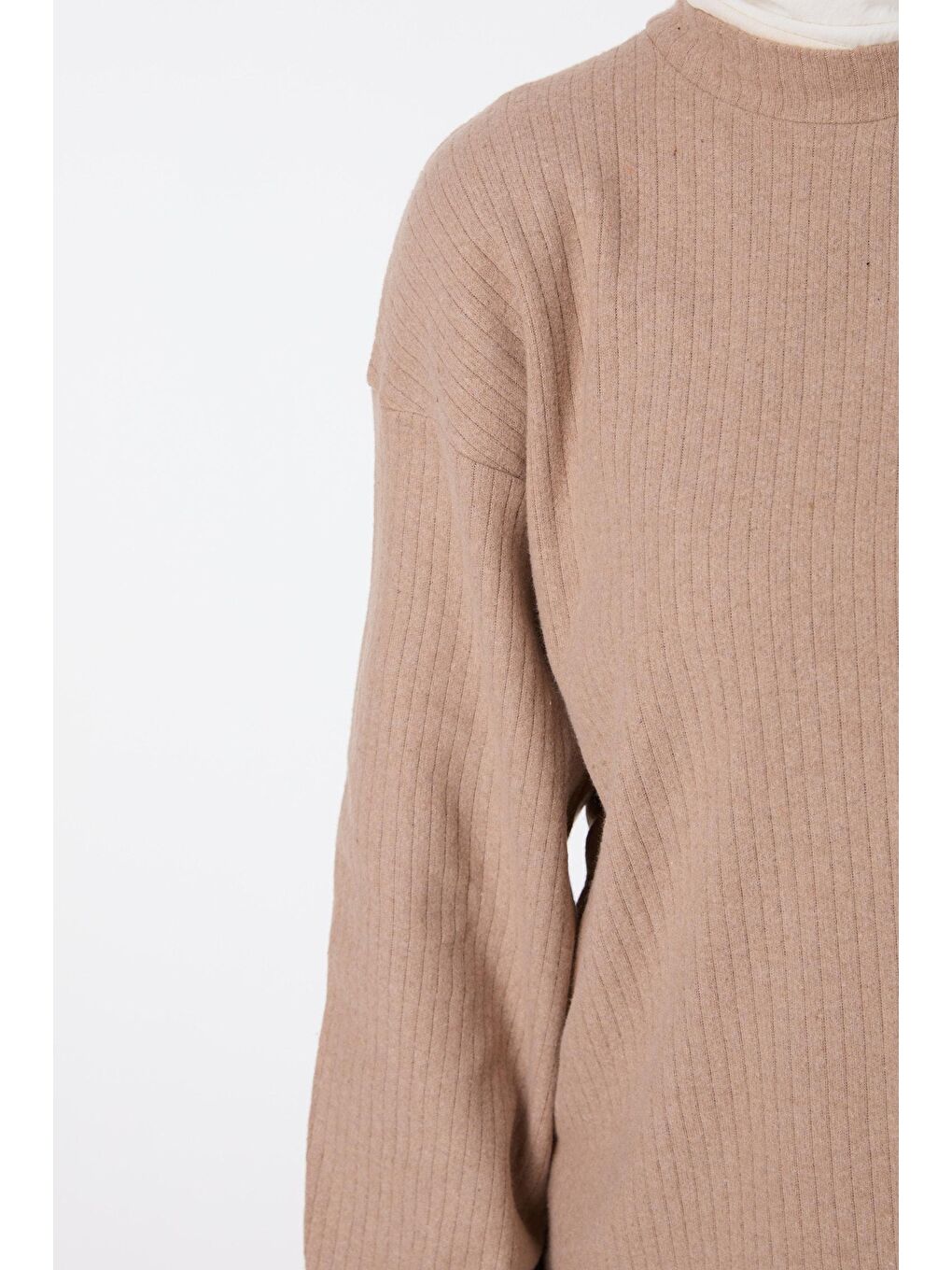 Yarım Balıkçı Yaka Kadın Bej Tunik - 23606-3