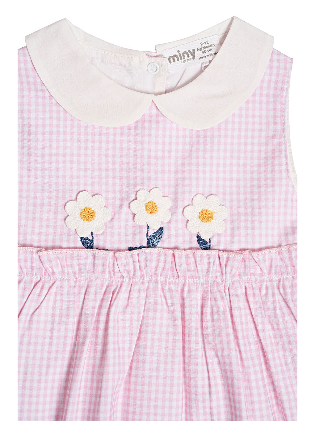 Pembe Pötikareli Papatya Şeritli Kız Bebek Elbise-4