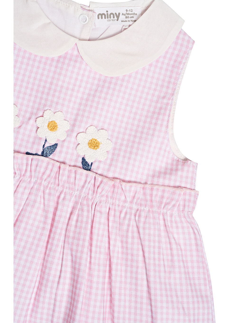 Pembe Pötikareli Papatya Şeritli Kız Bebek Elbise-5