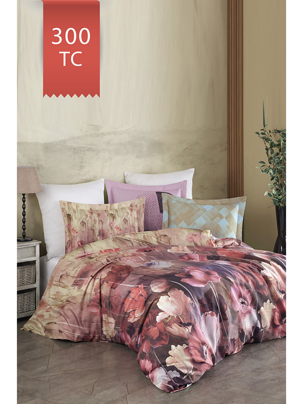 Karışık Royal Saten King Size (Battal Boy) 300TC Nevresim Takımı - MİRABLE