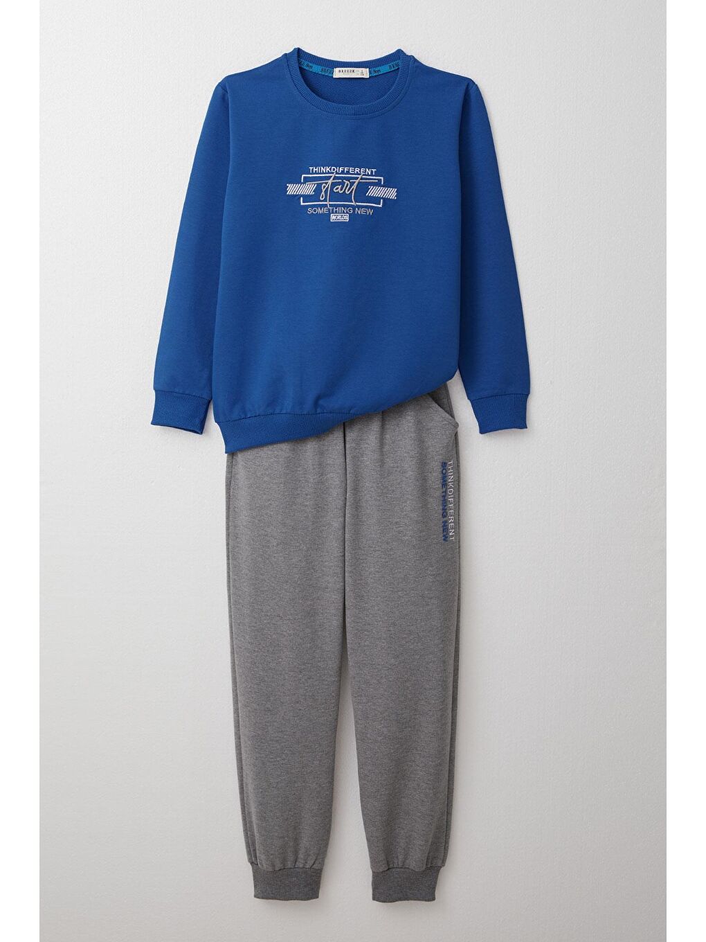 Erkek Çocuk Eşofman Takım Yazı Nakışlı Saks Mavisi (5-10 Yaş)