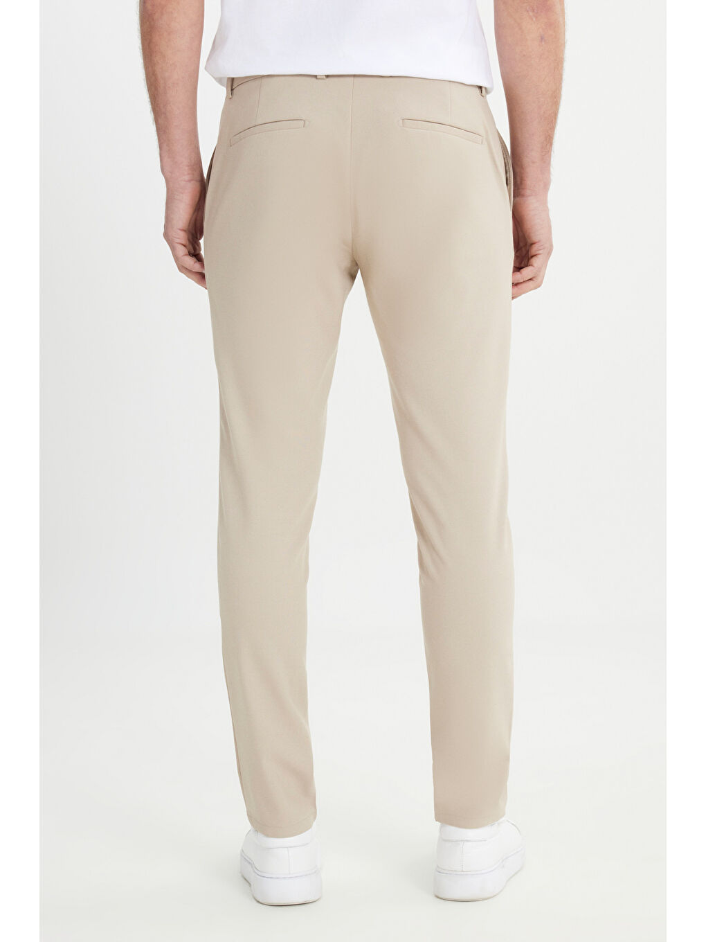 Erkek Bej Slim Fit İtalyan Kesim Yan Cepli Esnek Casual Pantolon-5