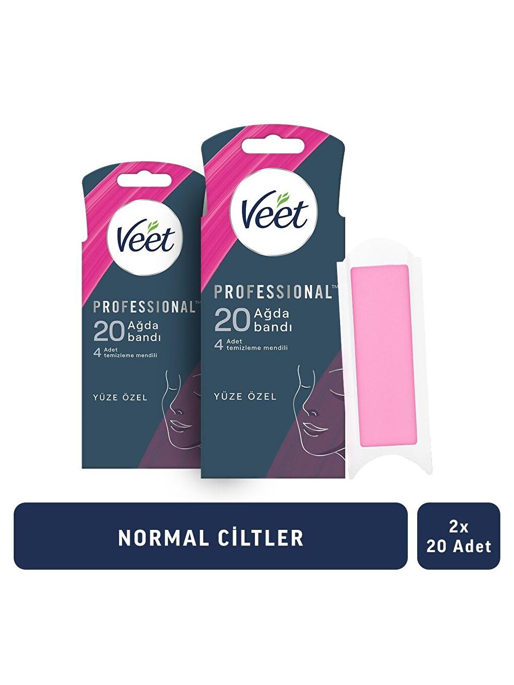 Veet Renksiz Pro Ağda Bandı Yüz Bölgesi Normal Ciltler İçin 20 li x 2 Adet