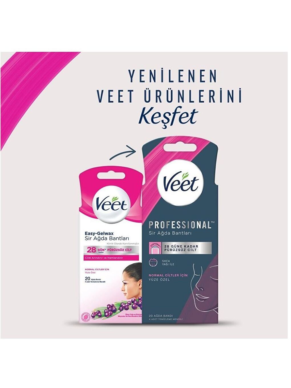 Veet Renksiz Pro Ağda Bandı Yüz Bölgesi Normal Ciltler İçin 20 li x 2 Adet - 1