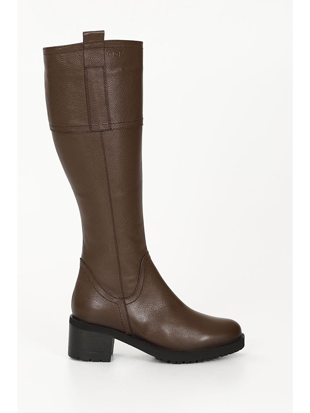 Kahverengi KAHVERENGİ  Hakiki Deri Yuvarlak Burun Kauçuk Taban Topuklu Fermuarlı Kadın Günlük Çizme 63591-3