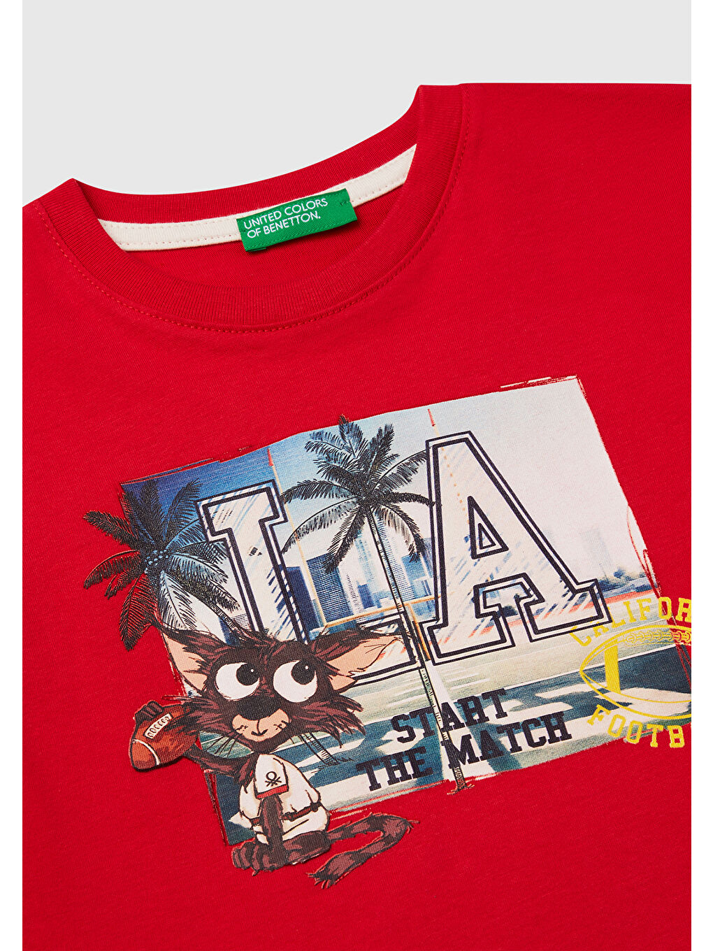 Erkek Çocuk Kırmızı Fotoğraf Baskılı Kolu Çizgili Oversize T-Shirt-2