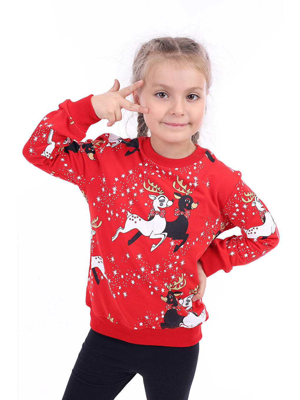 Toontoykids Kırmızı Kız Çocuk Baskılı Sweatshirt