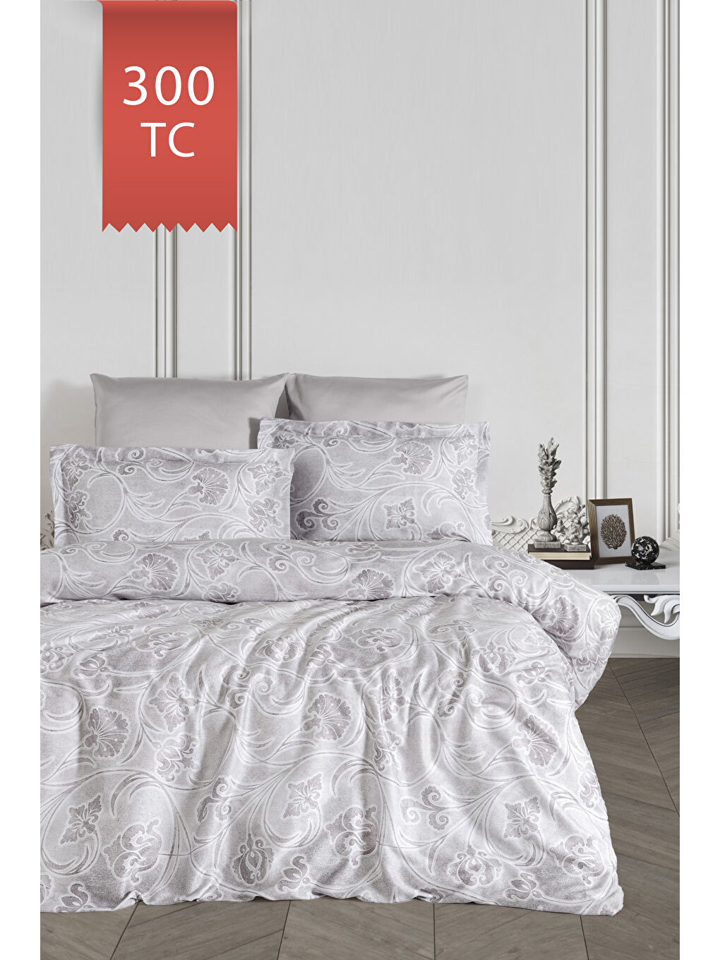 Karışık Royal Saten King Size (Battal Boy) 300TC Nevresim Takımı - GRİDA-1